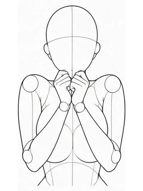 ใช้สองมือปิดปากเหมือนแขนซ่อน — ด้านหน้า