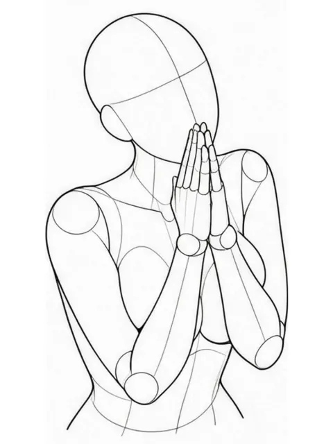 ท่าขอร้อง (วางมือประสานกัน) — ด้านหน้า